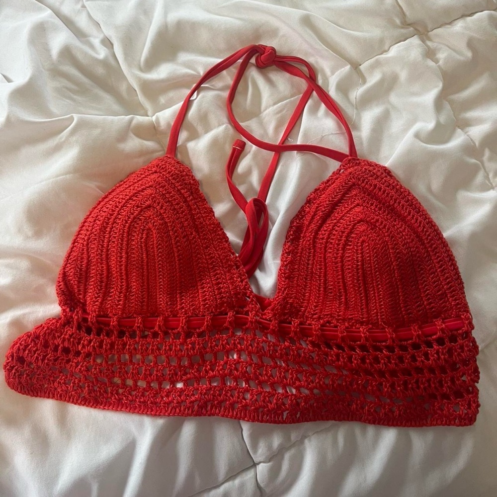 Xhilaration Red Crochet Crop Top